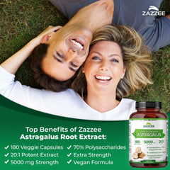Zazzee label highlights 70 percent polysaccharides for consistent potency.