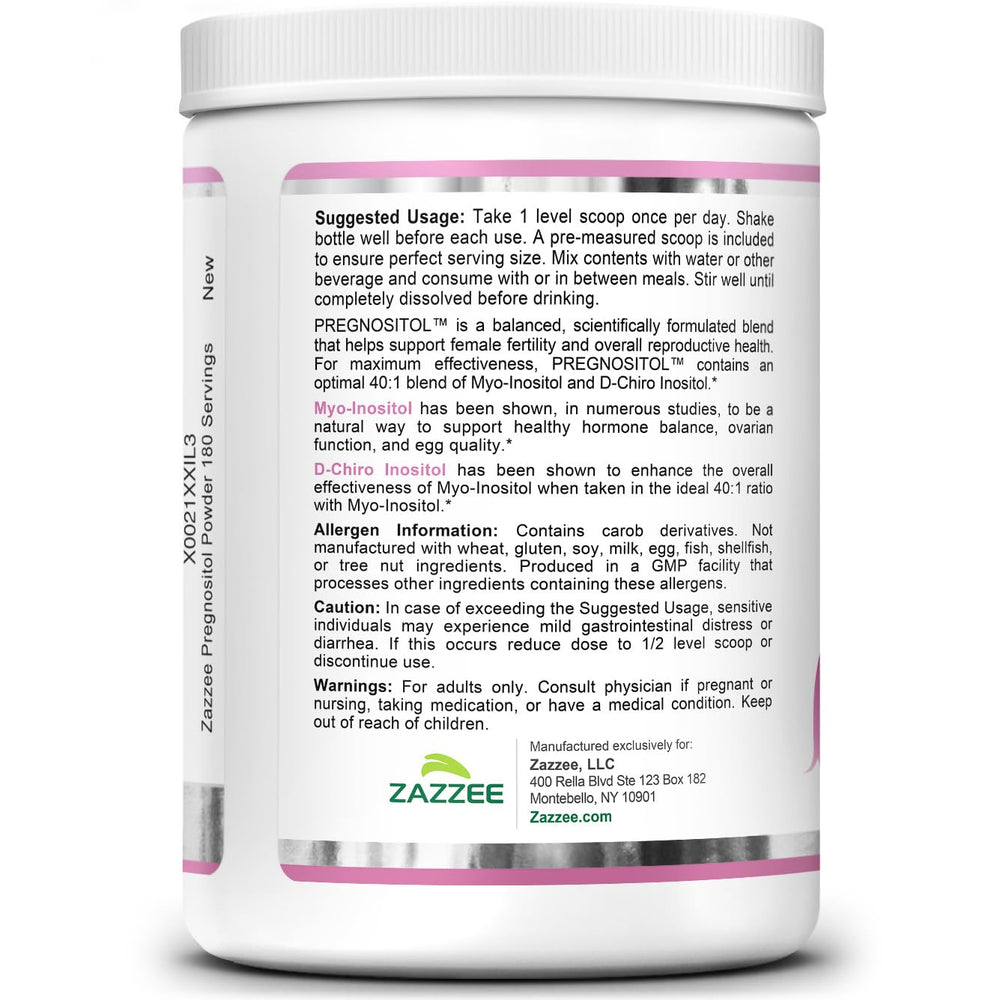 Easy daily use with Zazzee Pregnostol powder and scoop shown together.