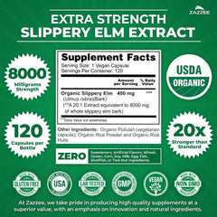 USDA Organic seal on Zazzee bottle signals certified organic sourcing