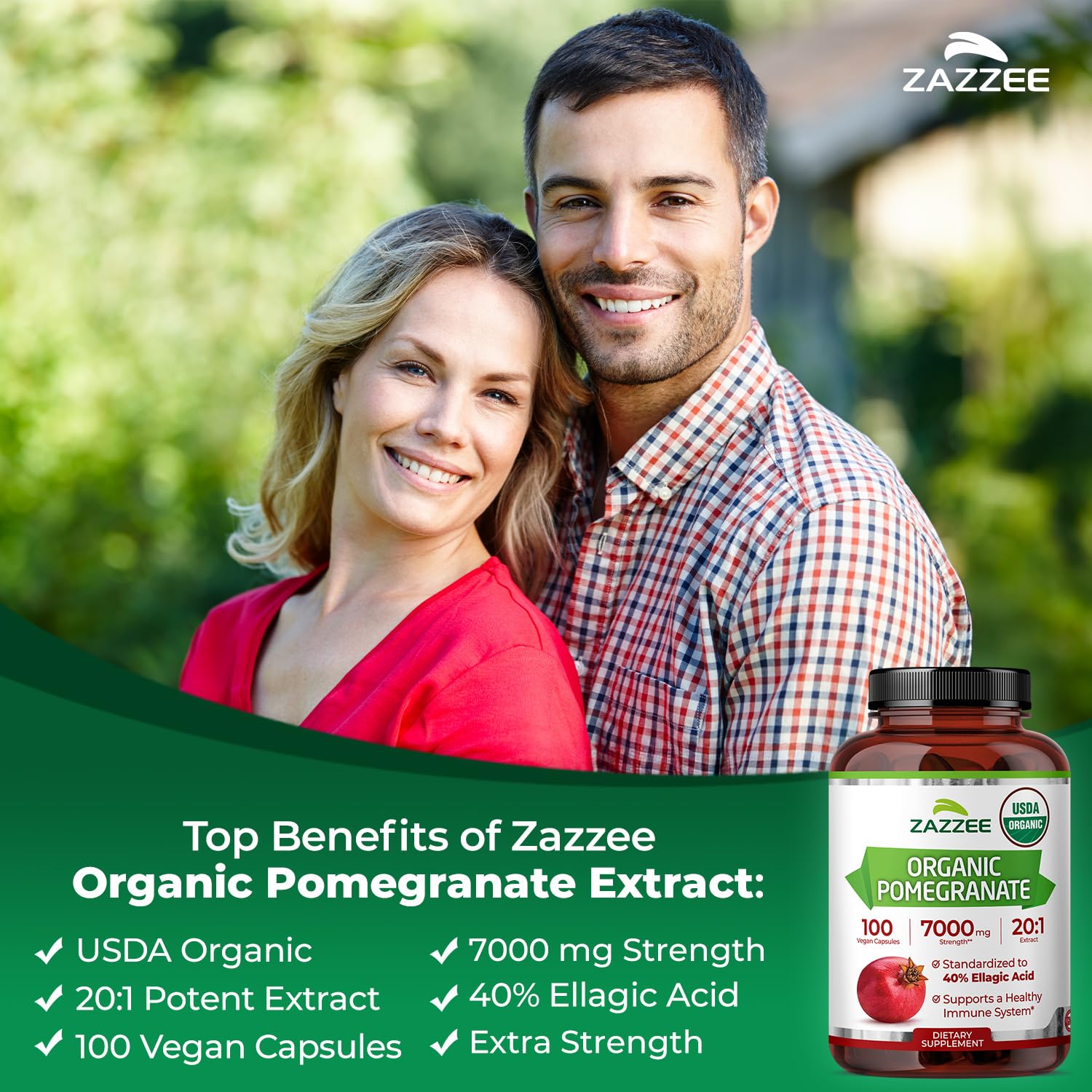 Zazzee USDA organic certification mark emphasizes clean sourcing.