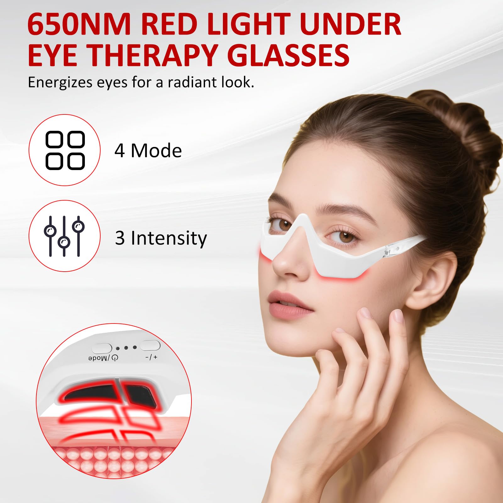 Zdatt red-light glasses with microcurrent for at-home eye rejuvenation
