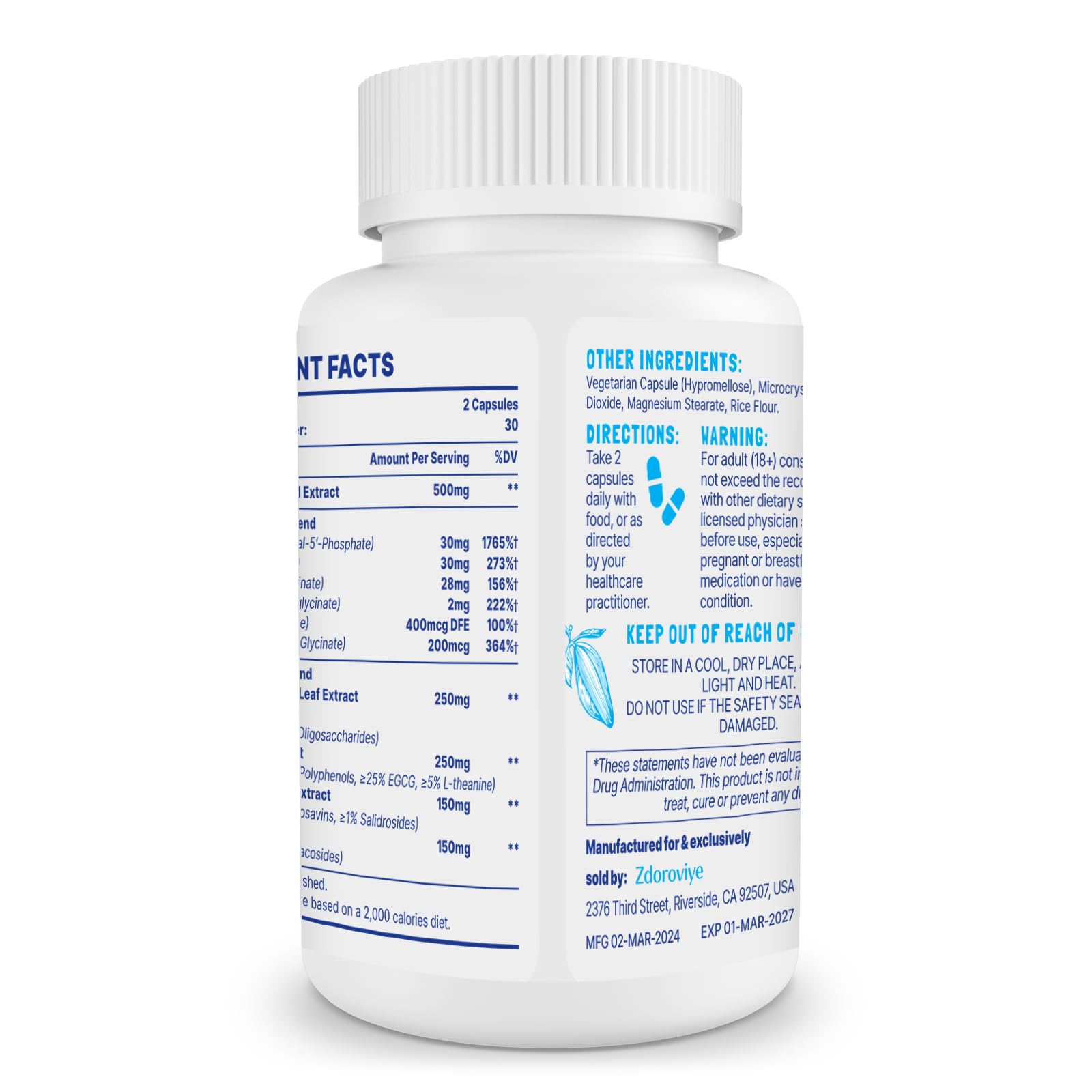 Zdoroviye dopamine label detail showing product name and key ingredients.