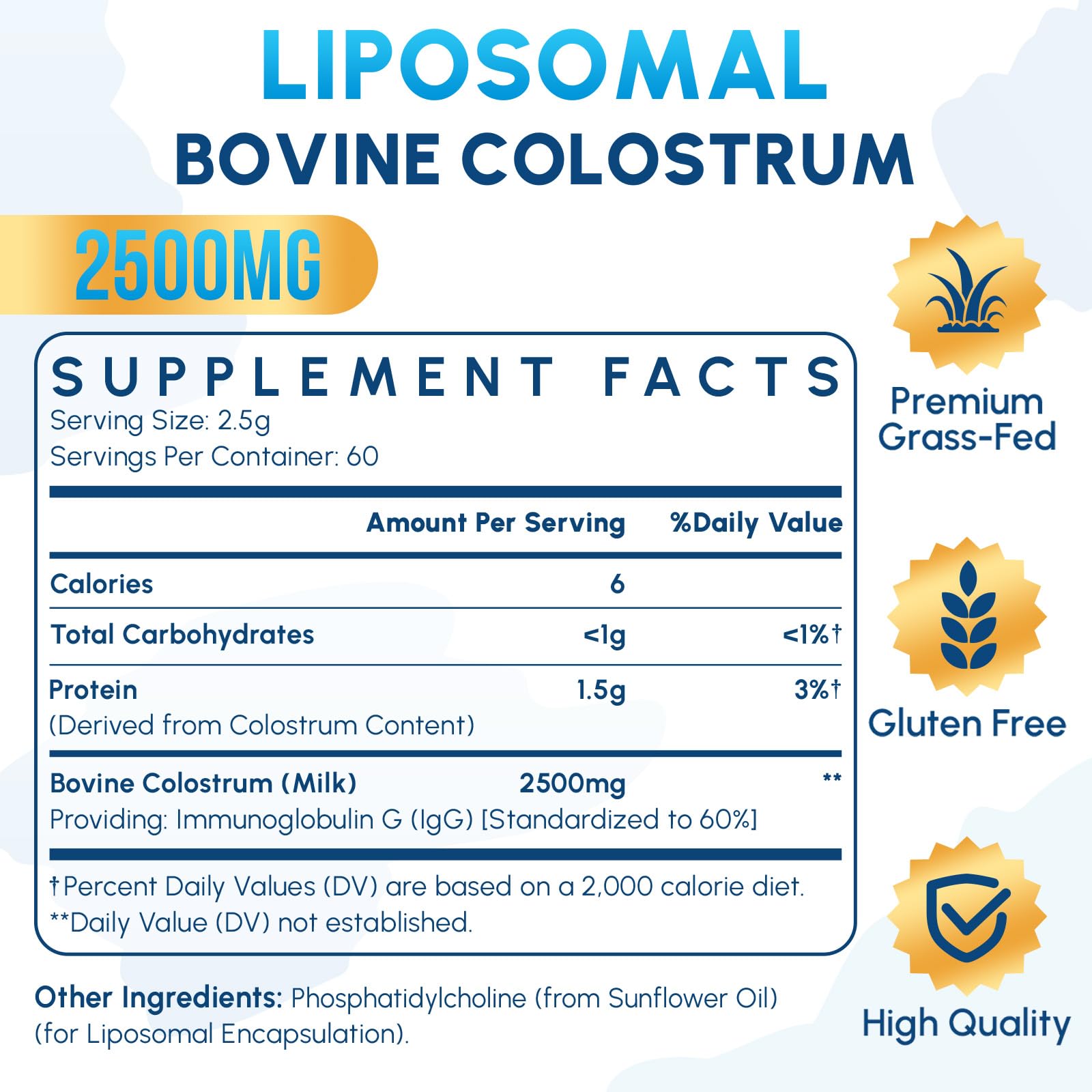 Zdoroviye liposomal bovine colostrum powder with scoop for easy daily dosing