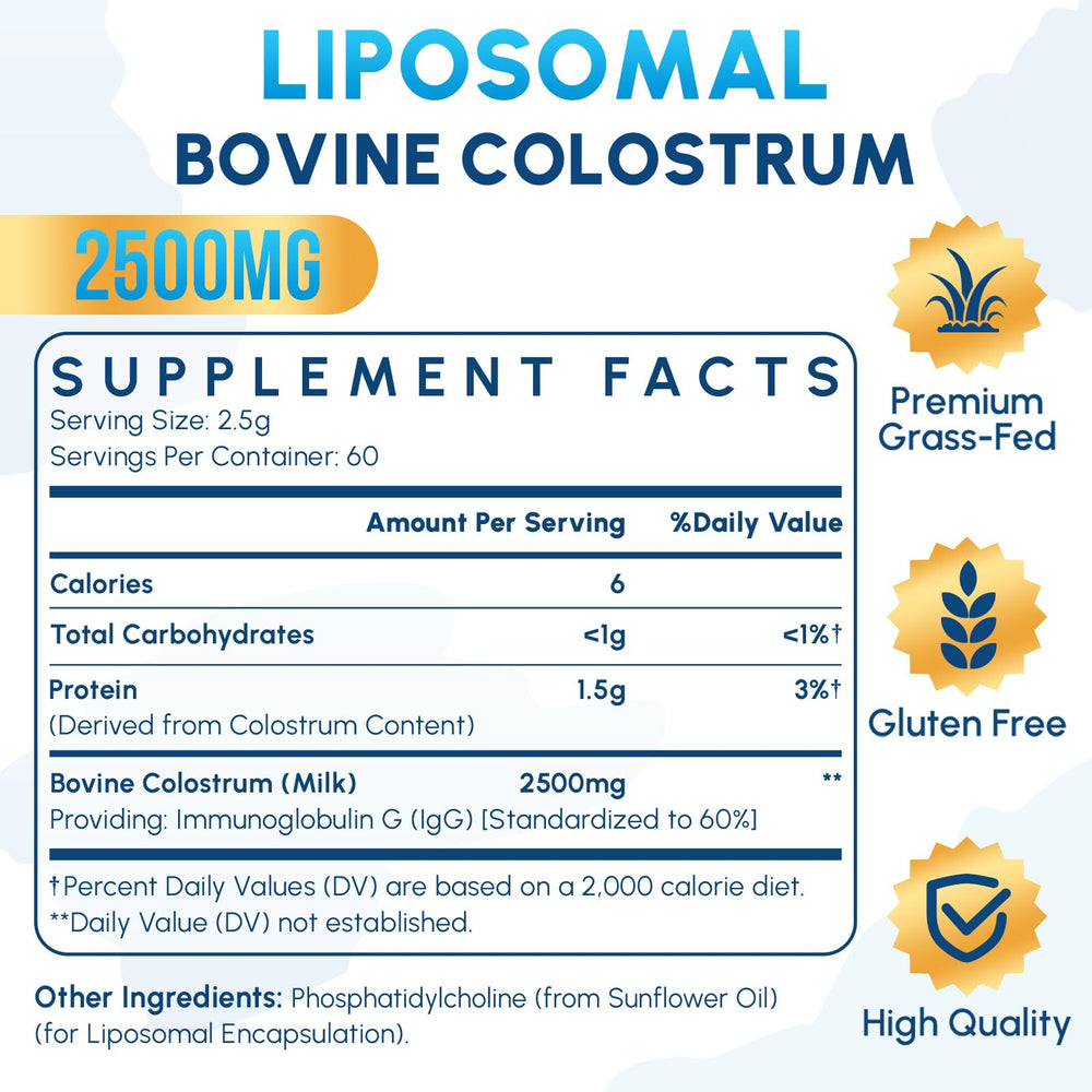 Zdoroviye liposomal bovine colostrum powder with scoop for easy daily dosing