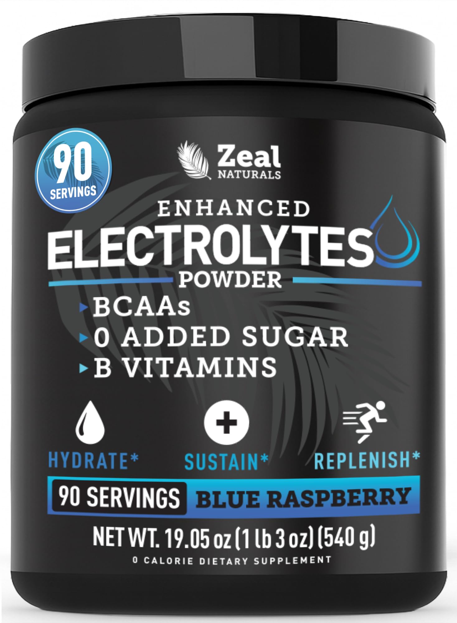 Zeal Electrolyte Powder packshot highlights zero sugar hydration for workouts