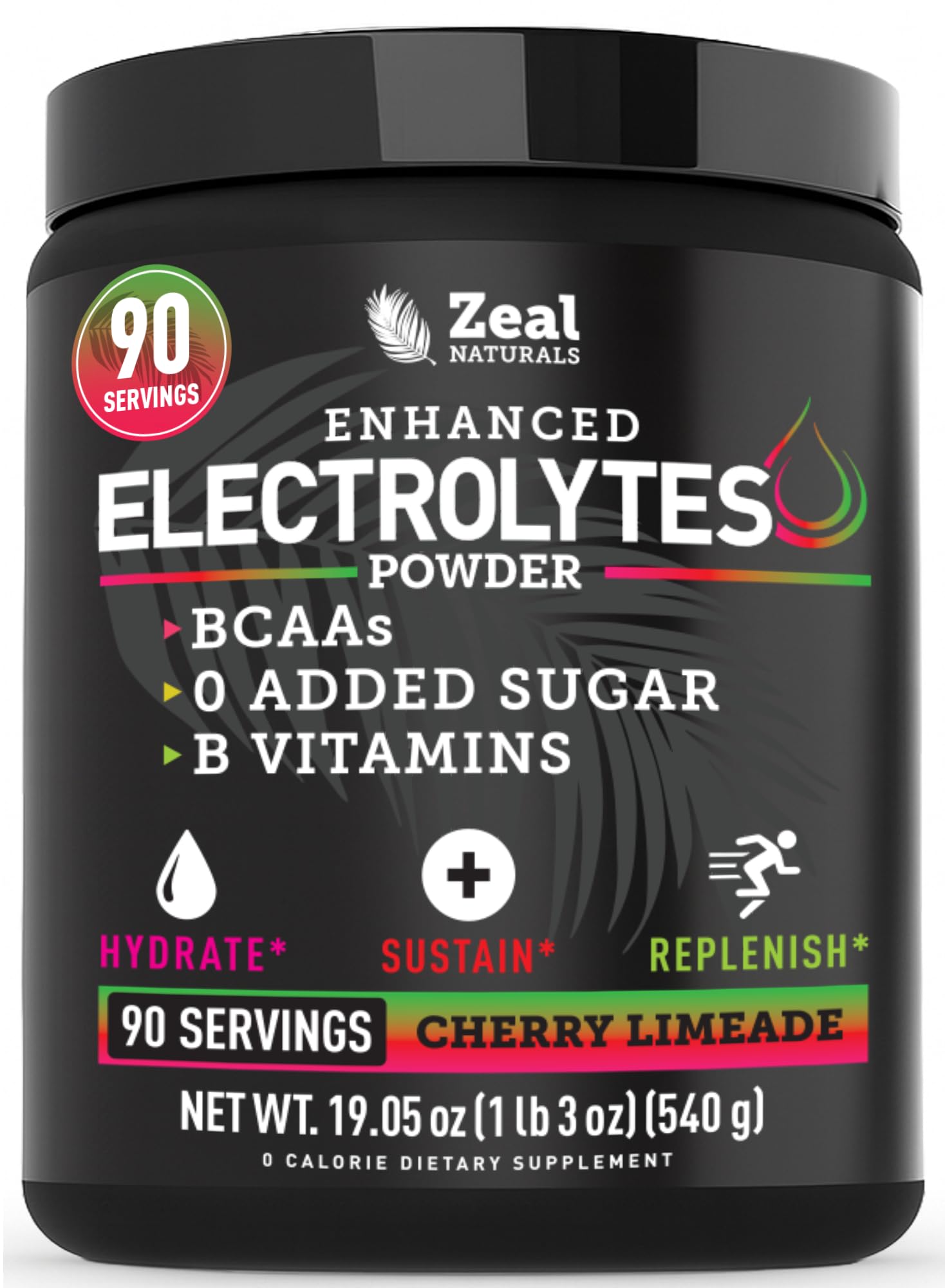 Zeal Electrolyte Powder bottle for keto hydration with zero sugar.