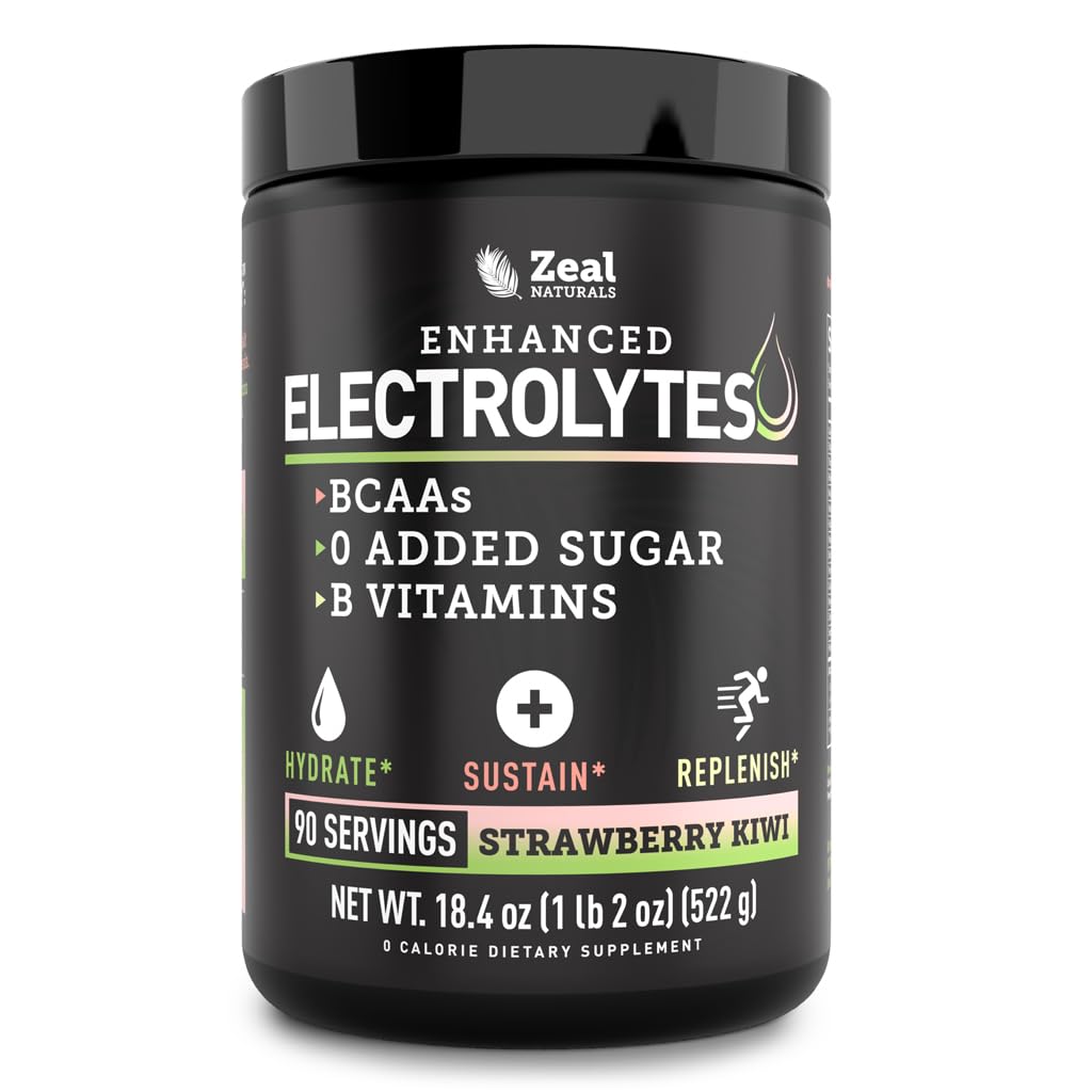 The Zeal Electrolyte Powder front tub highlights keto hydration and zero sugar appeal.