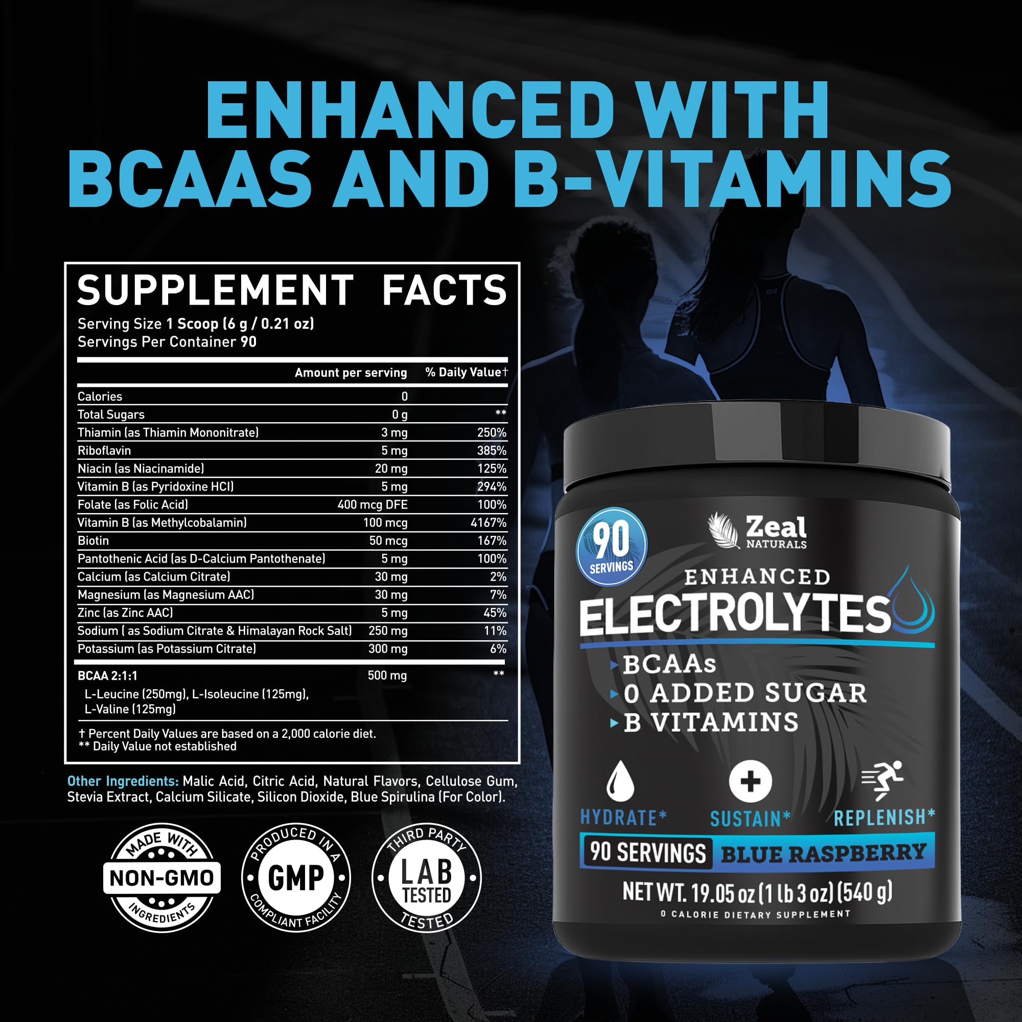 Zeal Electrolyte Powder pour blue raspberry demonstrates convenient hydration during training