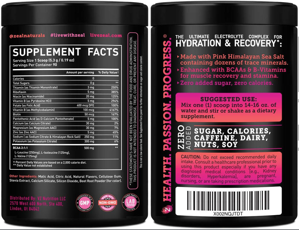 Zeal Electrolyte Powder in a glass reveals refreshing Raspberry Guava flavor