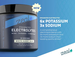 Scoop dissolving Zeal powder into water for quick hydration.