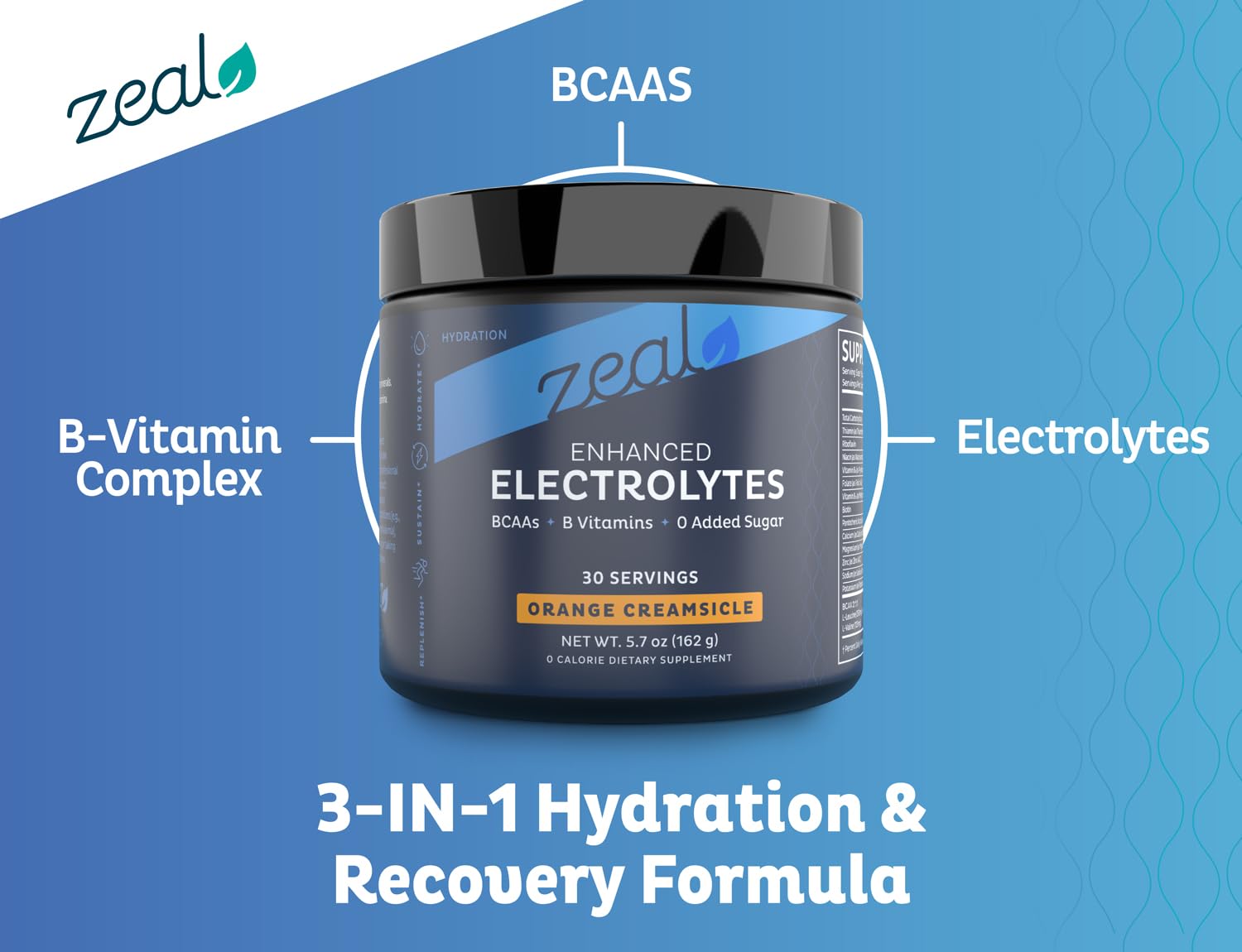 Zeal Electrolyte Powder scoop demonstrating precise serving for hydration