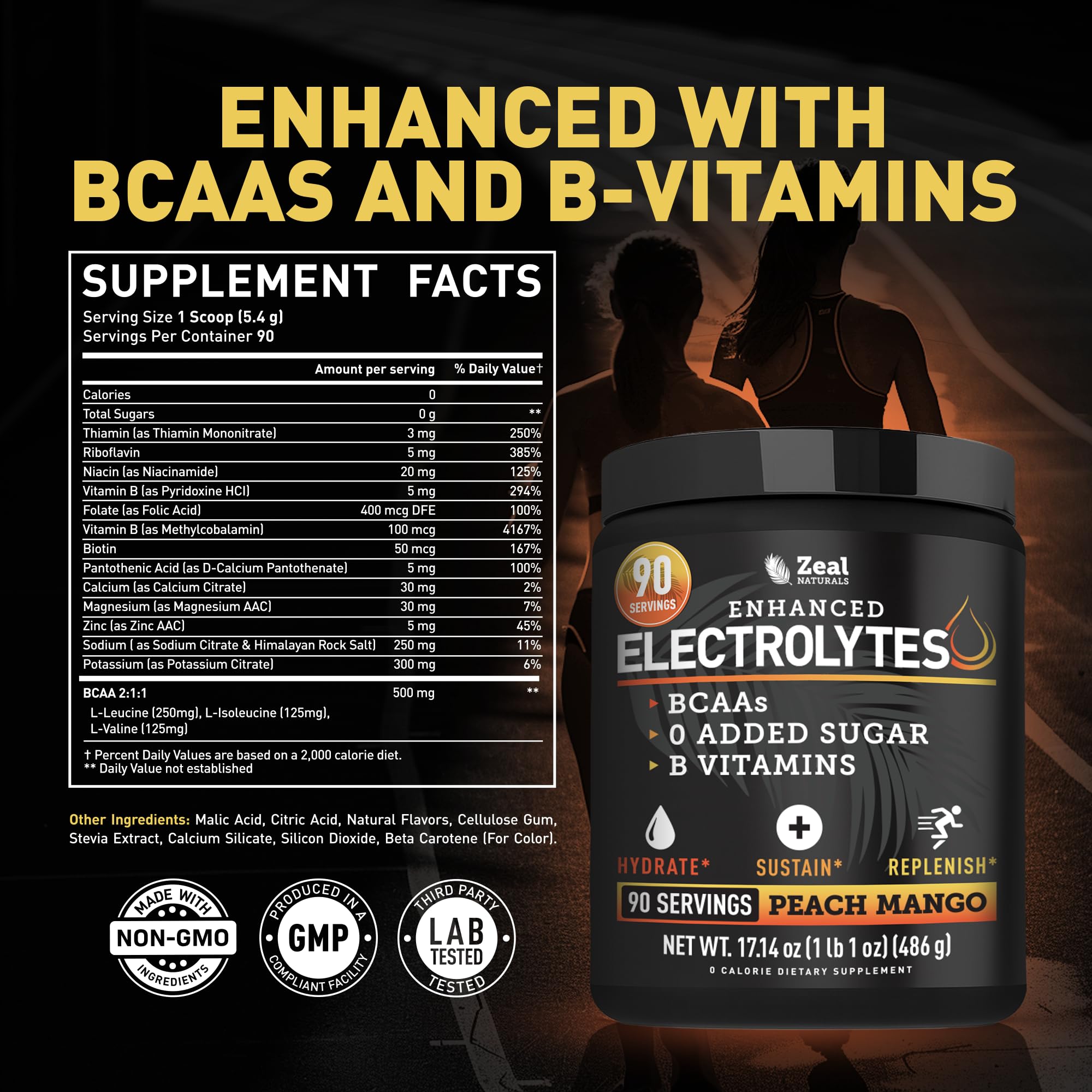 Serving glass of Zeal Electrolyte Powder for on-the-go hydration.