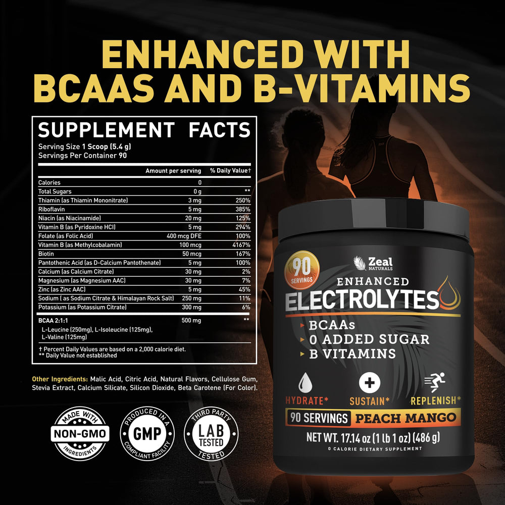 Serving glass of Zeal Electrolyte Powder for on-the-go hydration.