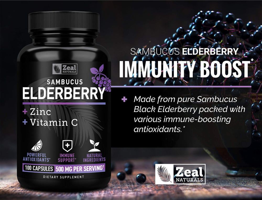 Zeal Naturals bottle label highlights 3-in-1 immune support formula