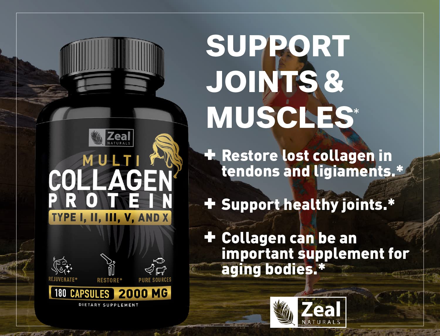 Zeal Naturals chicken collagen capsules for nourished joints and vitality.