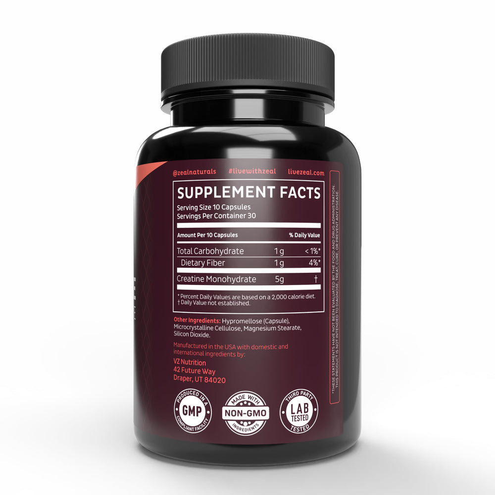 Close view of Zeal Naturals label highlighting a clean unflavored formula.