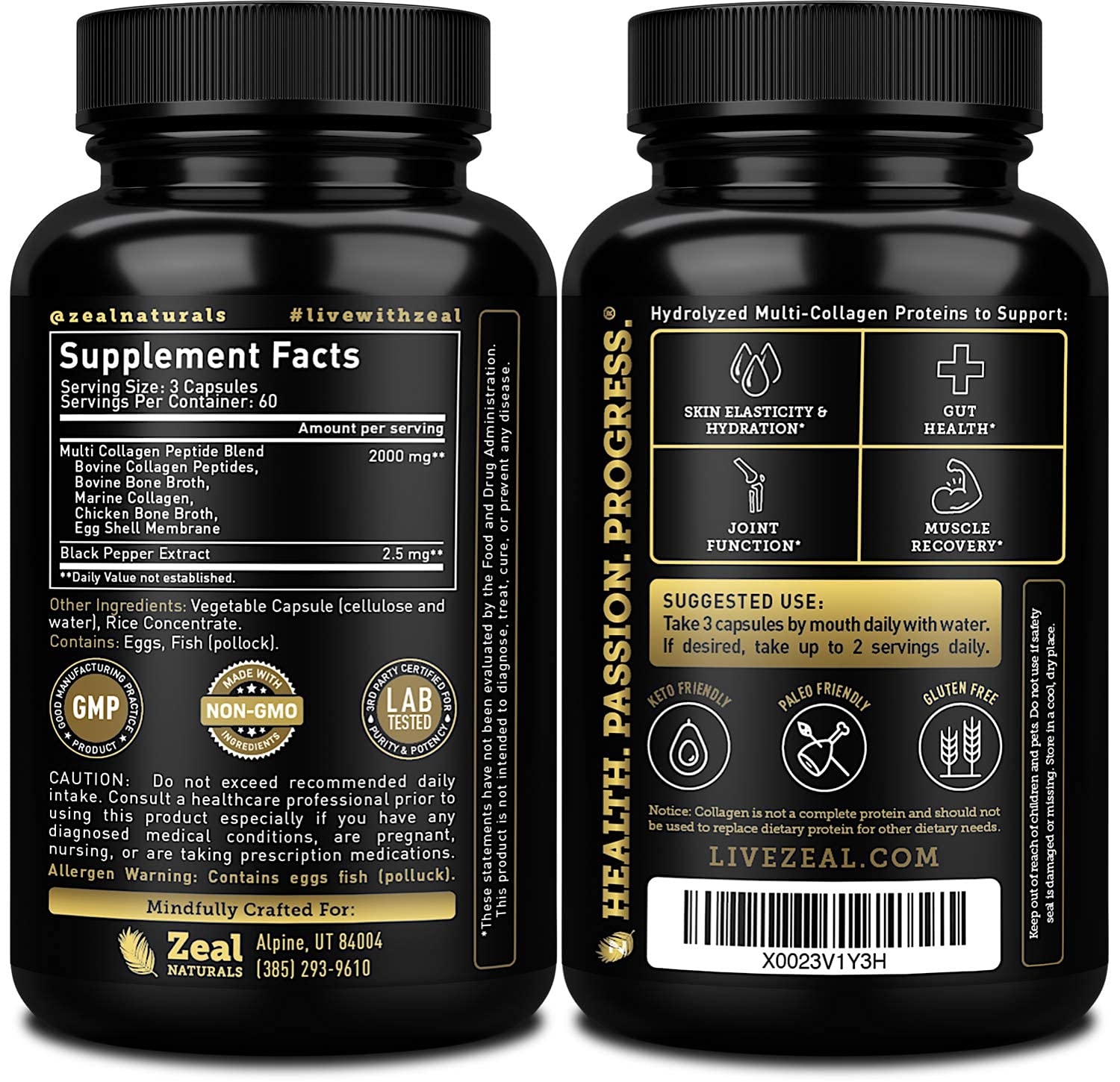 Zeal Naturals eggshell membrane collagen capsules for hair and nail strength.