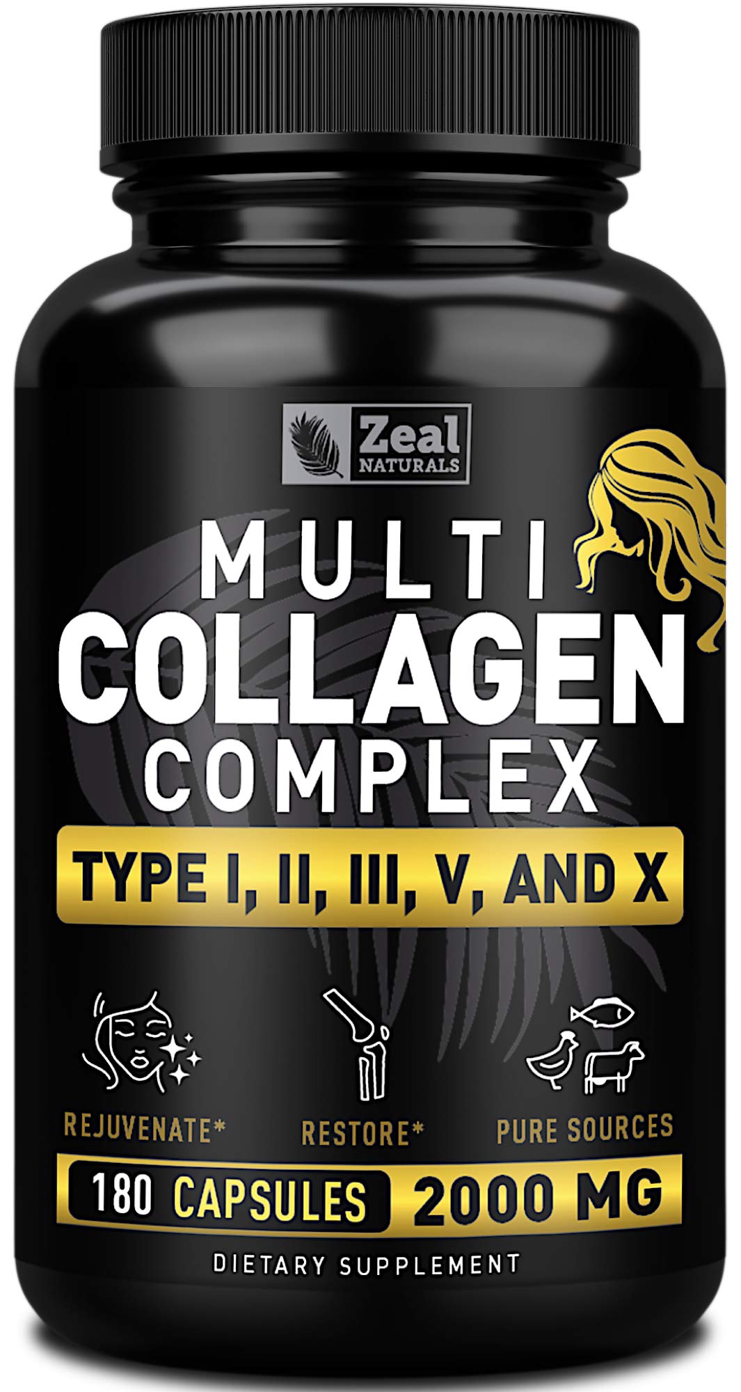 Zeal Naturals multi collagen pills bottle for daily beauty and joint support.