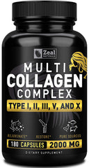 Zeal Naturals multi collagen pills bottle for daily beauty and joint support.