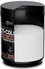 Zeal Naturals multi collagen powder jar closeup showcasing premium hydrolyzed collagen