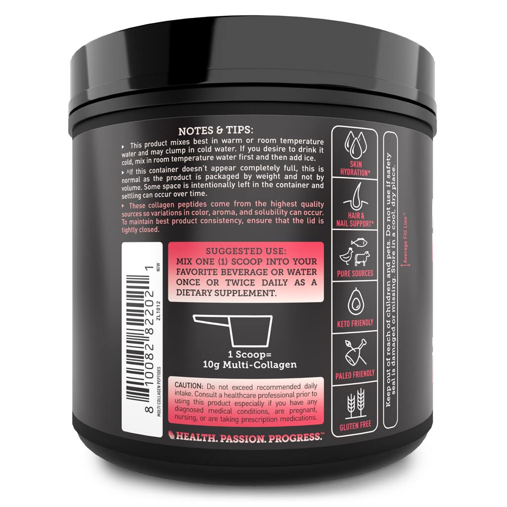 Zeal Naturals multi collagen powder scoop shown for easy daily serving.