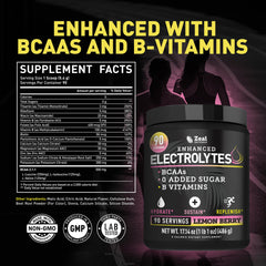 Zeal Electrolyte Powder with BCAAs supports post-workout recovery and endurance