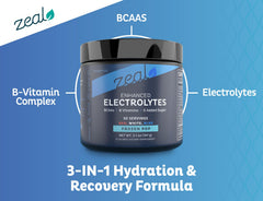 Pouring Zeal Electrolyte Powder into a glass for hydration