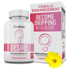 Zealous Nutrition Desire bottle pour highlights quick vitality support for women.