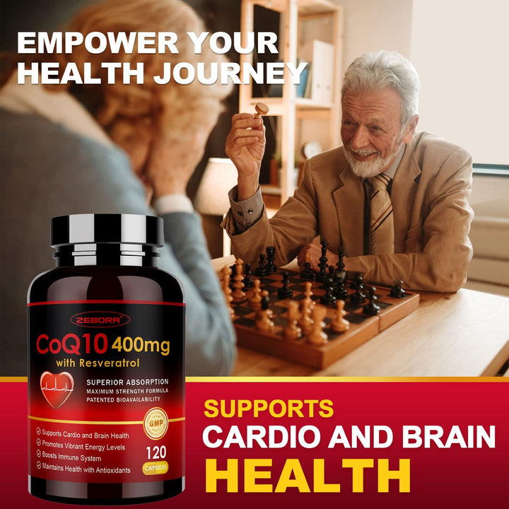 ZEBORA CoQ10 Vitamin E panel illustrating the antioxidant blend.