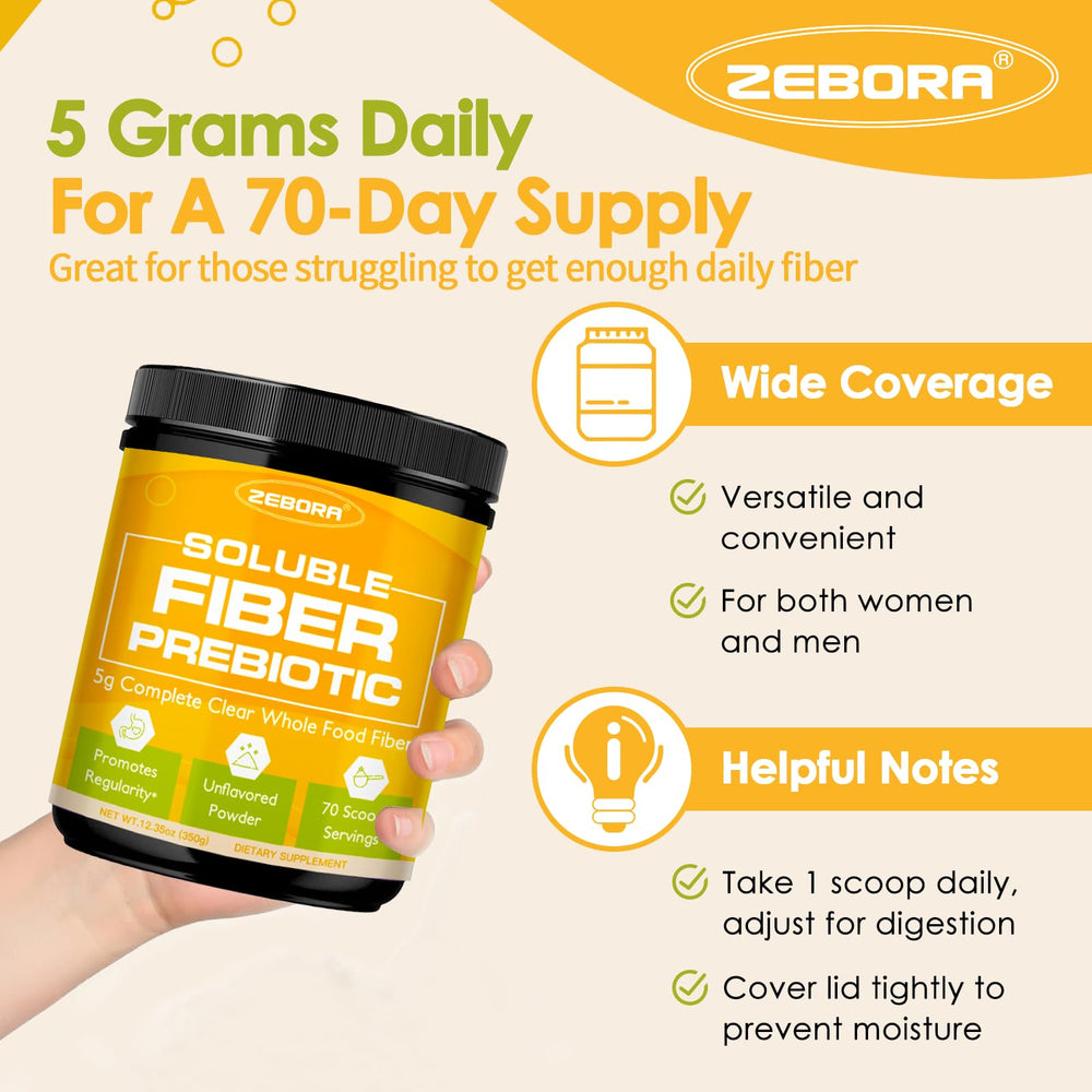 ZEBORA bottle shows 70 servings for a simple daily routine