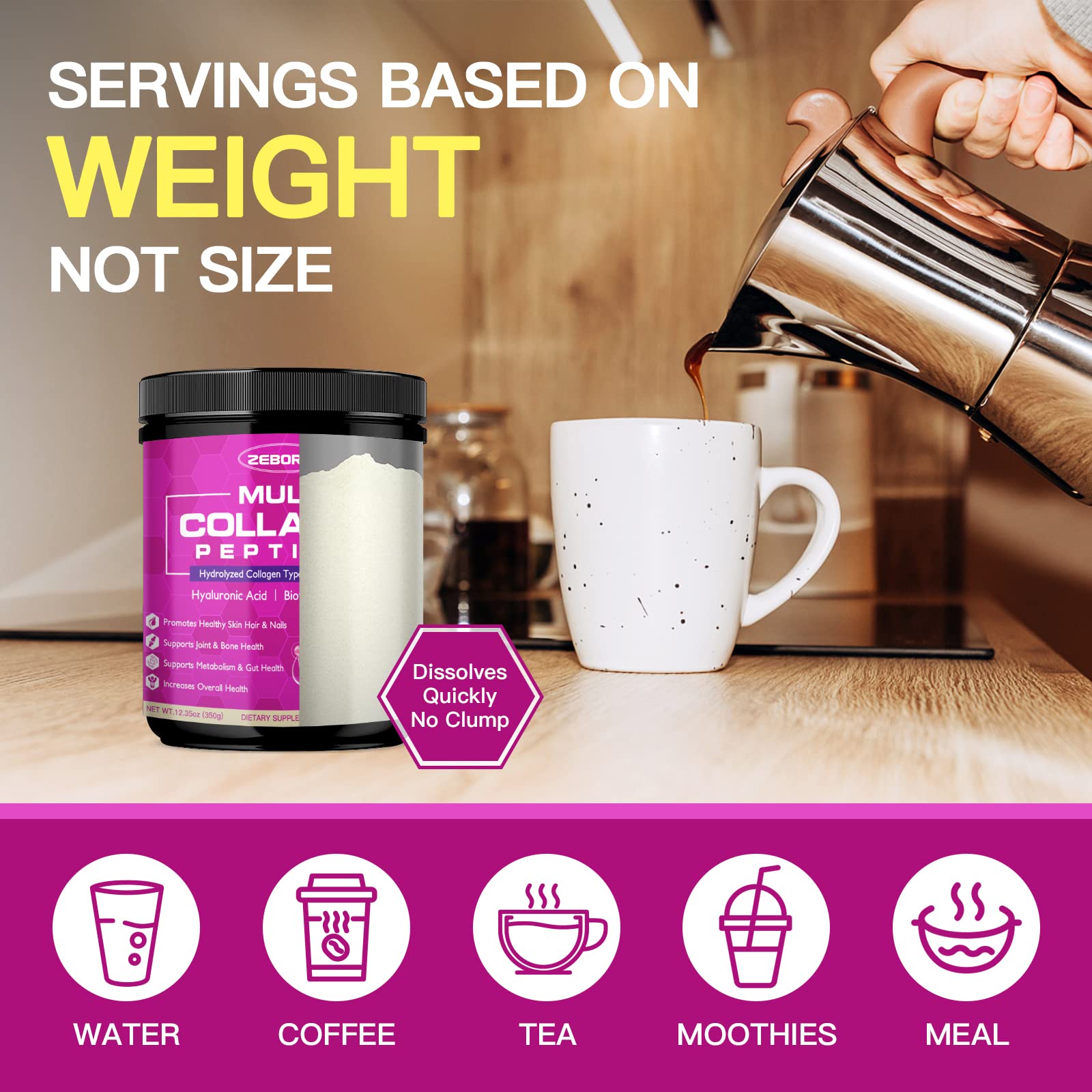 ZEBORA ingredients highlight green tea and prebiotic fibers for energy and digestion support.