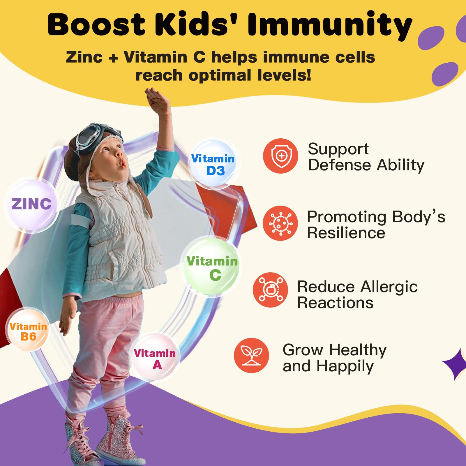 Label on Zebora probiotic bottle highlighting ingredients and nutrients