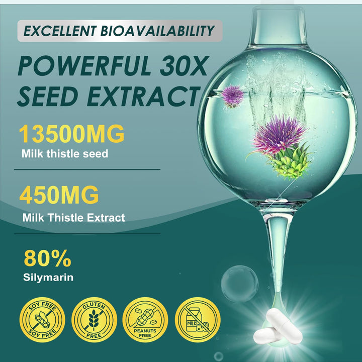 Inside bottle: ZEBORA Milk Thistle capsules for convenient daily use.