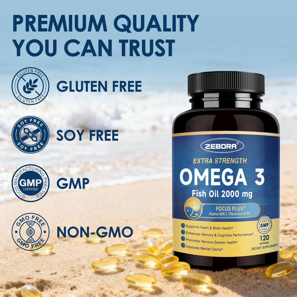 Freshness seal on ZEBORA Omega-3 indicating third-party safety and purity testing.