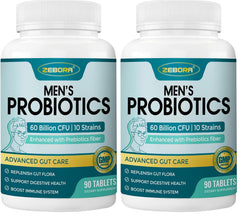 ZEBORA Probiotics bottle showing 60 billion CFUs for gut health