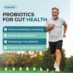 ZEBORA Probiotics 200 mg prebiotic fiber for digestion support
