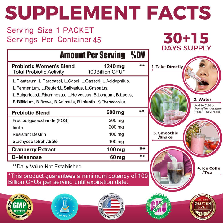 ZEBORA Probiotics for Women gluten-free and soy-free badge highlights dietary compatibility
