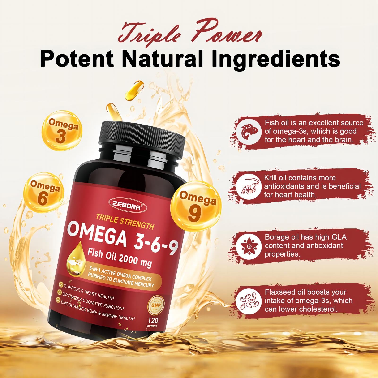 ZEBORA krill oil and fish oil blend image illustrating superior absorption