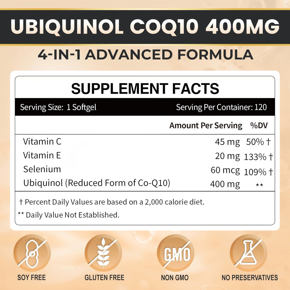 ZEBORA ubiquinol CoQ10 bottle top view showing sealed capsule freshness