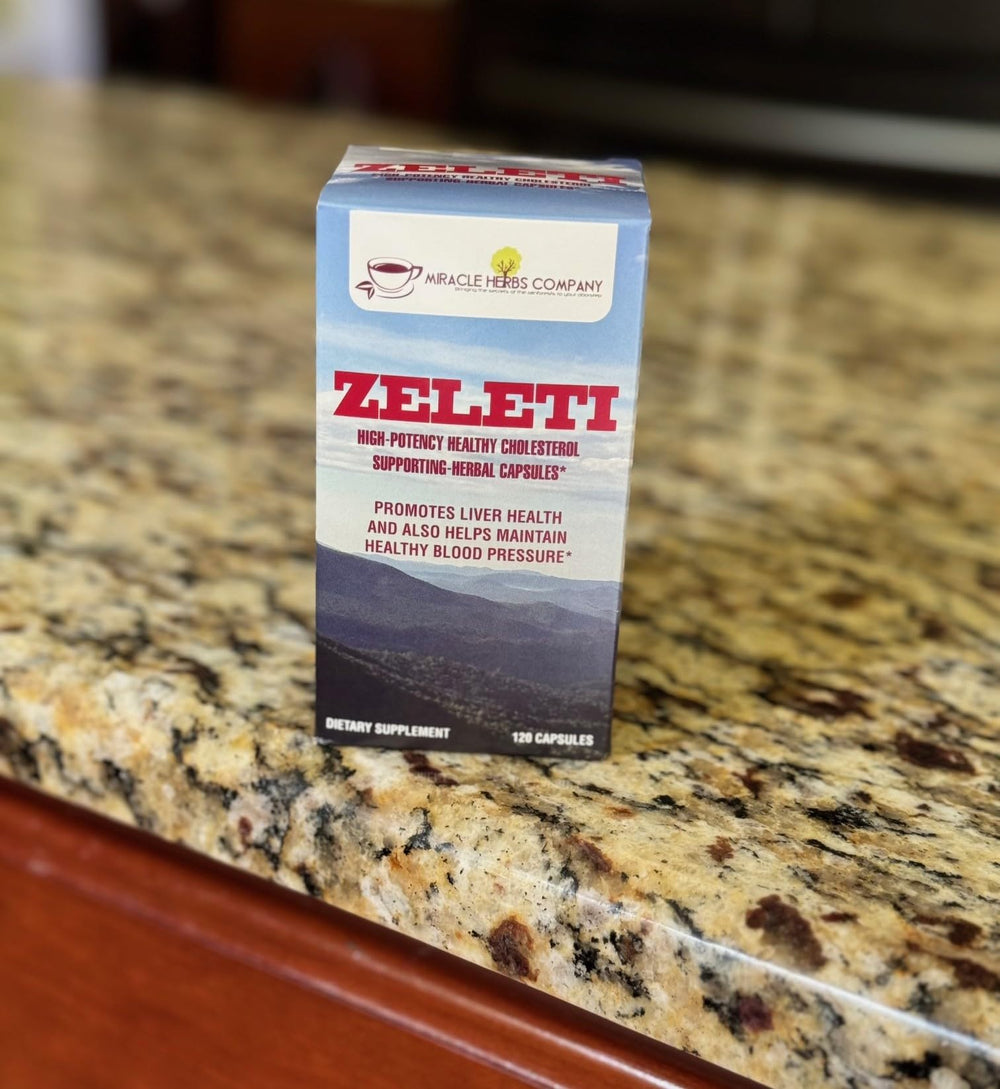 Zeleti high-potency bottle front with capsules for liver and cholesterol support.