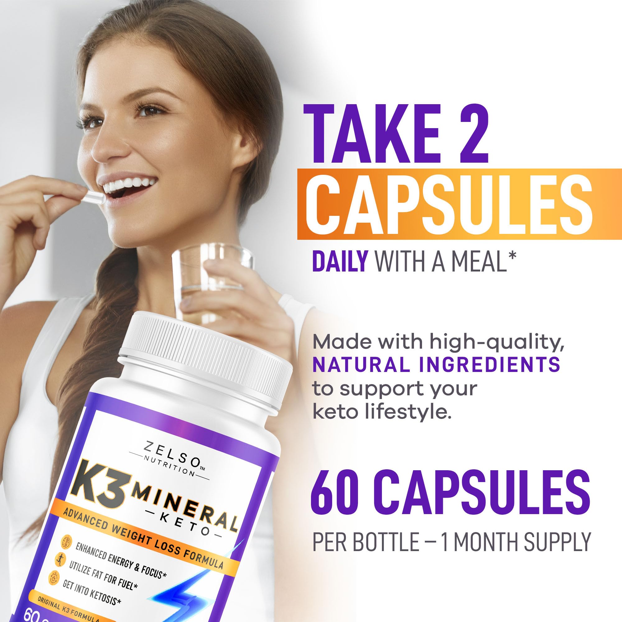 Serving K3 pills with a glass of water for easy daily routine