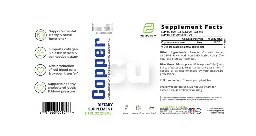 Close-up of Zemvelo copper elixir capsules for hair and skin care