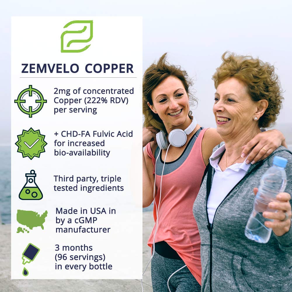 Zemvelo three-month copper elixir supply for mood and iron support