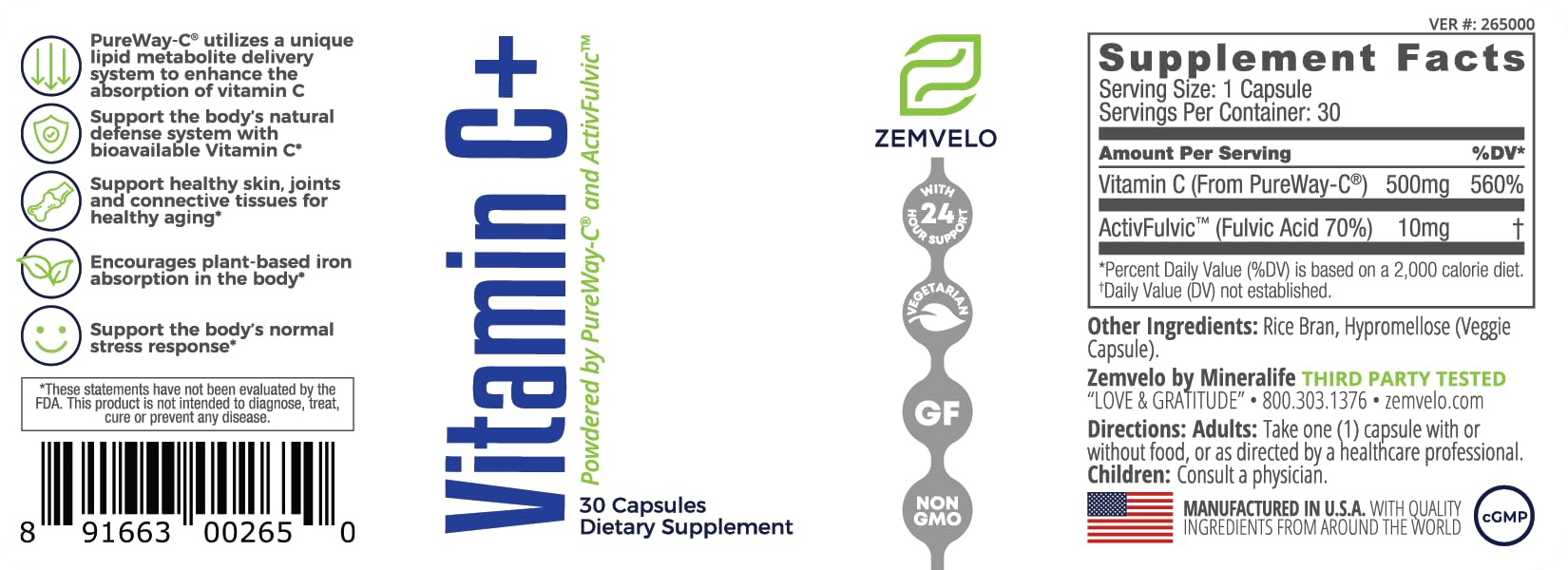 Zemvelo Vitamin C tablets with bottle demonstrate convenient daily wellness