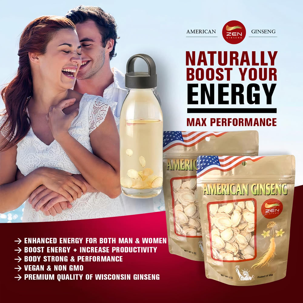 Zen Ginseng American ginseng slices bag 4oz, easy daily tonic.