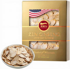 Zen Ginseng American Wisconsin slices in a 4oz box for daily energy