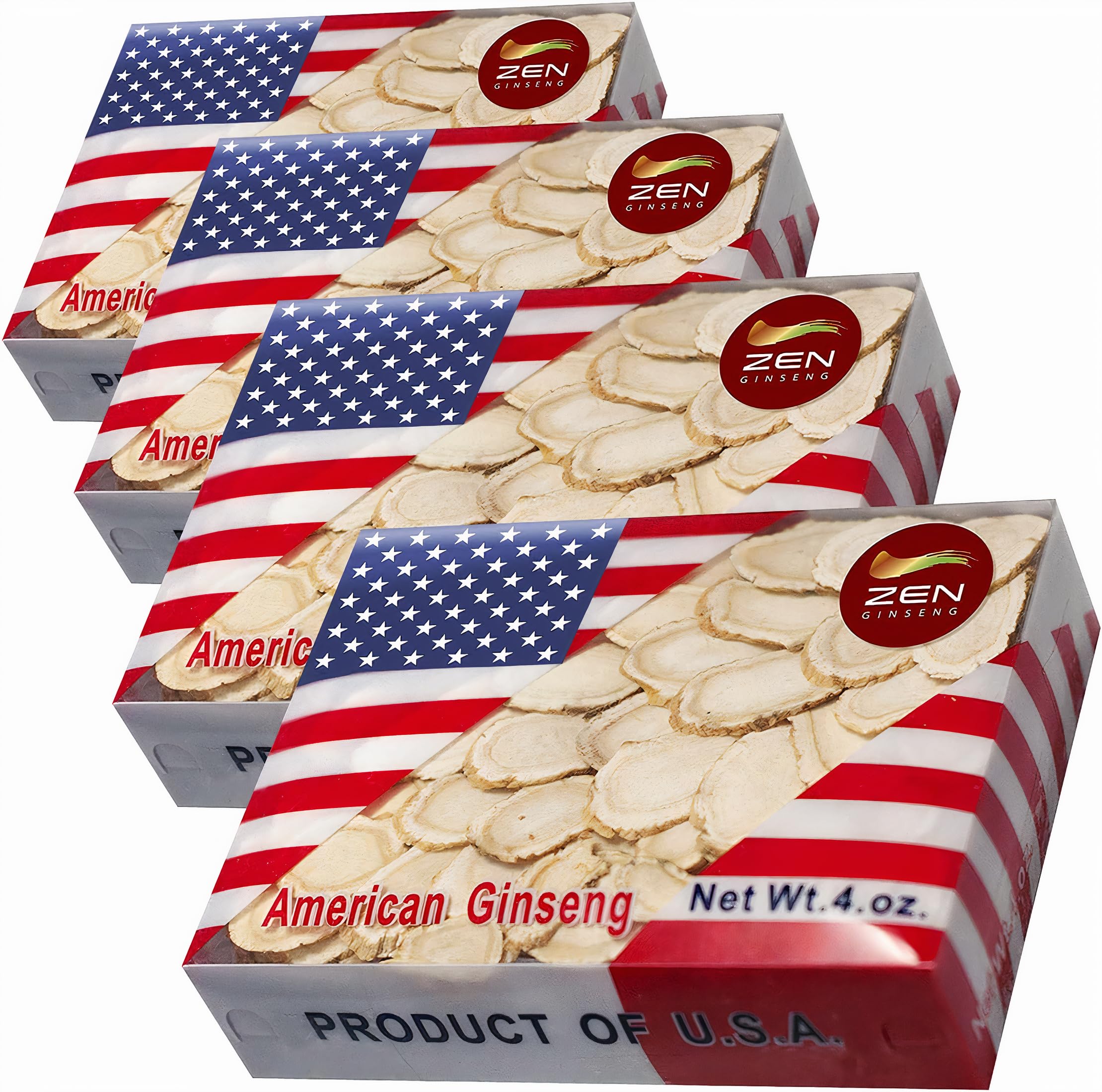 Zen Ginseng Wisconsin slices packaging highlights USA-made quality for daily use.