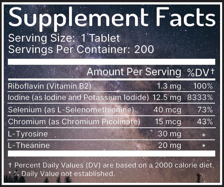 Zen Haus iodine tablets closeup emphasizing clean formula without artificial colors