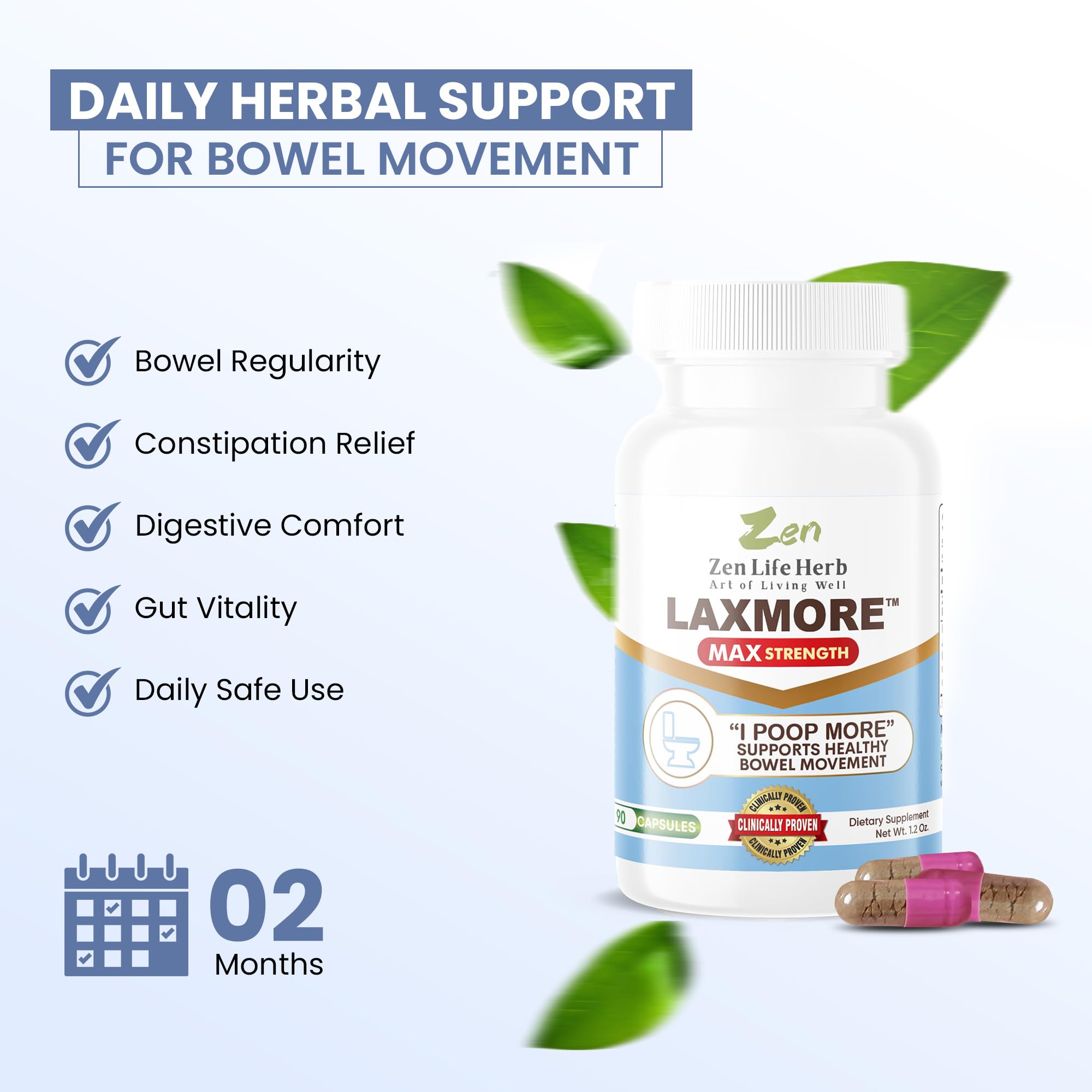 ZEN LIFE HERB LAXMORE rhubarb root highlights natural balance for gut rhythm