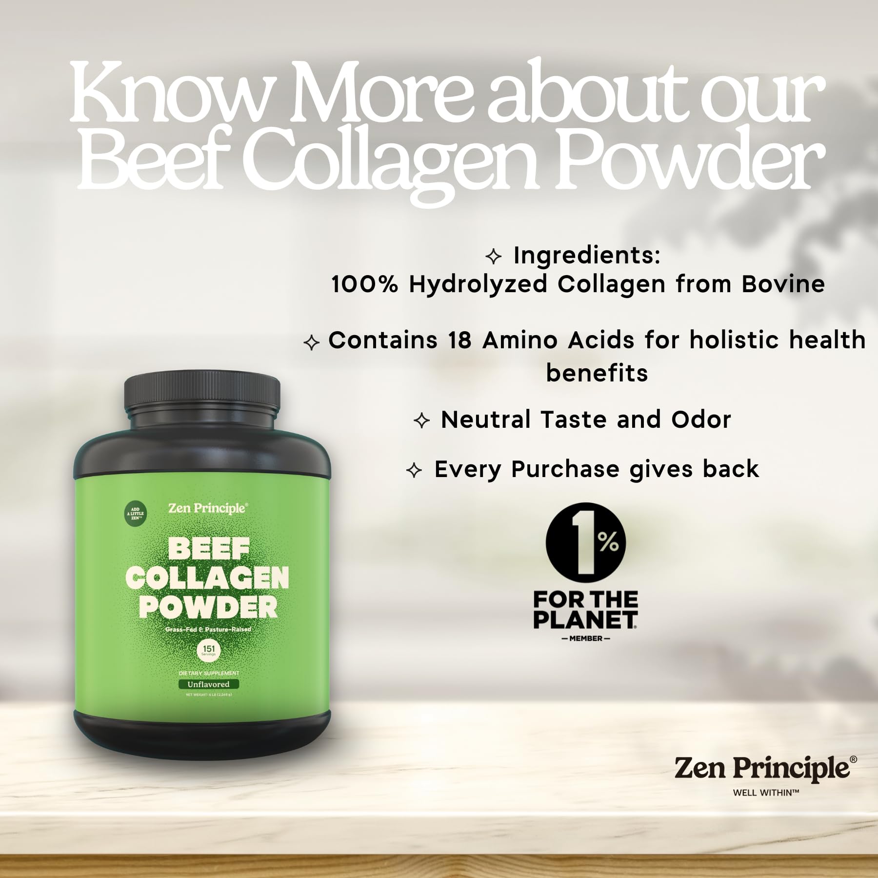 Zen Principle collagen blend in smoothie supporting daily nutrition